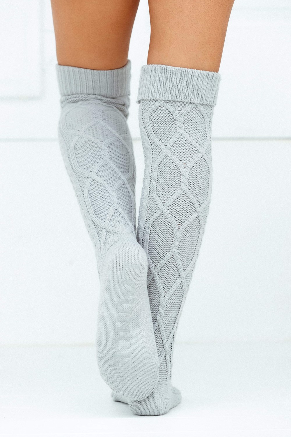Lounge Underwear Knee-High Cosy Gebreid Socks Grijs | AW9175306