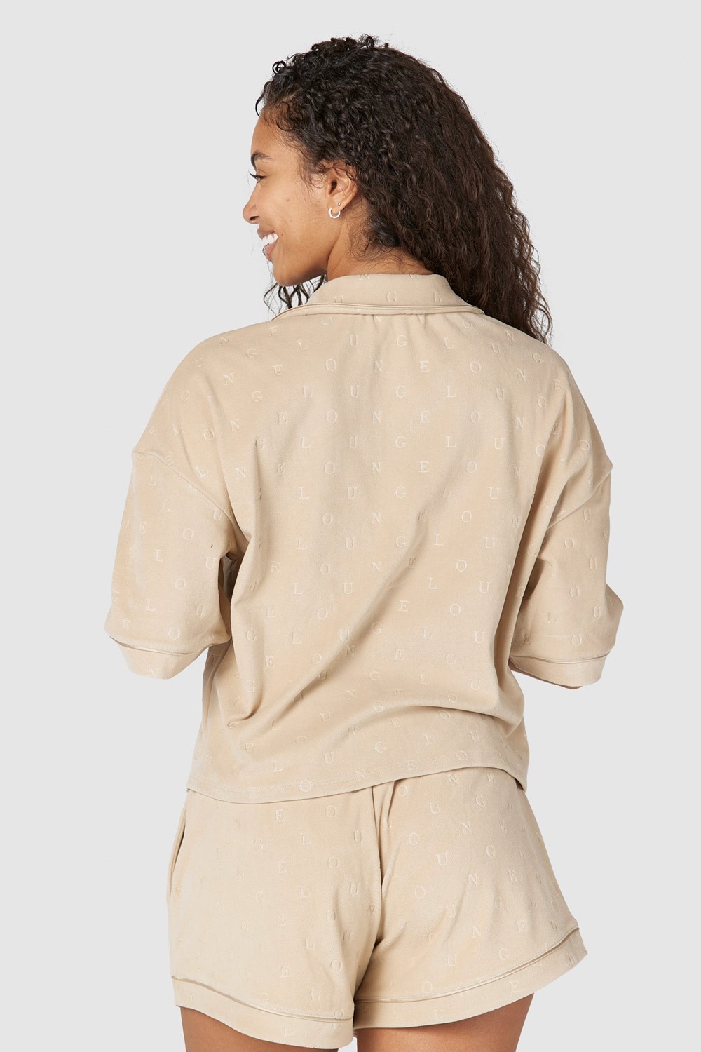 Lounge Underwear Luxury Embossed Pajama Shirt Mink | ZC4730519